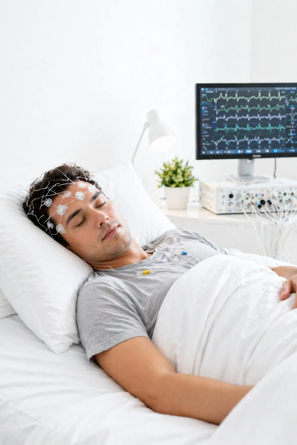 Patient im Schlaflabor Ostholstein mit Schlafmessung