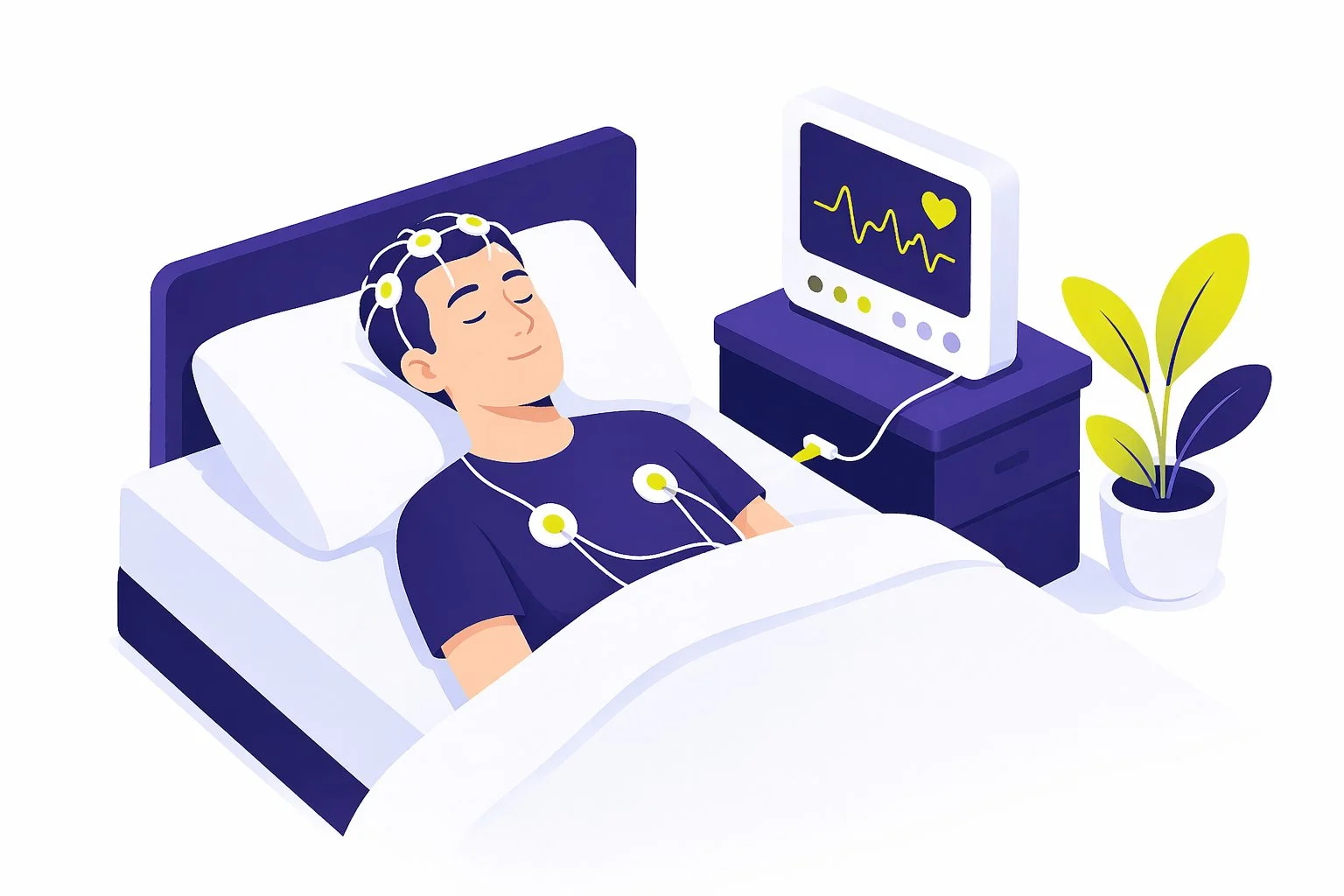 Schlafmessung mit Elektroden im Schlaflabor Ostholstein